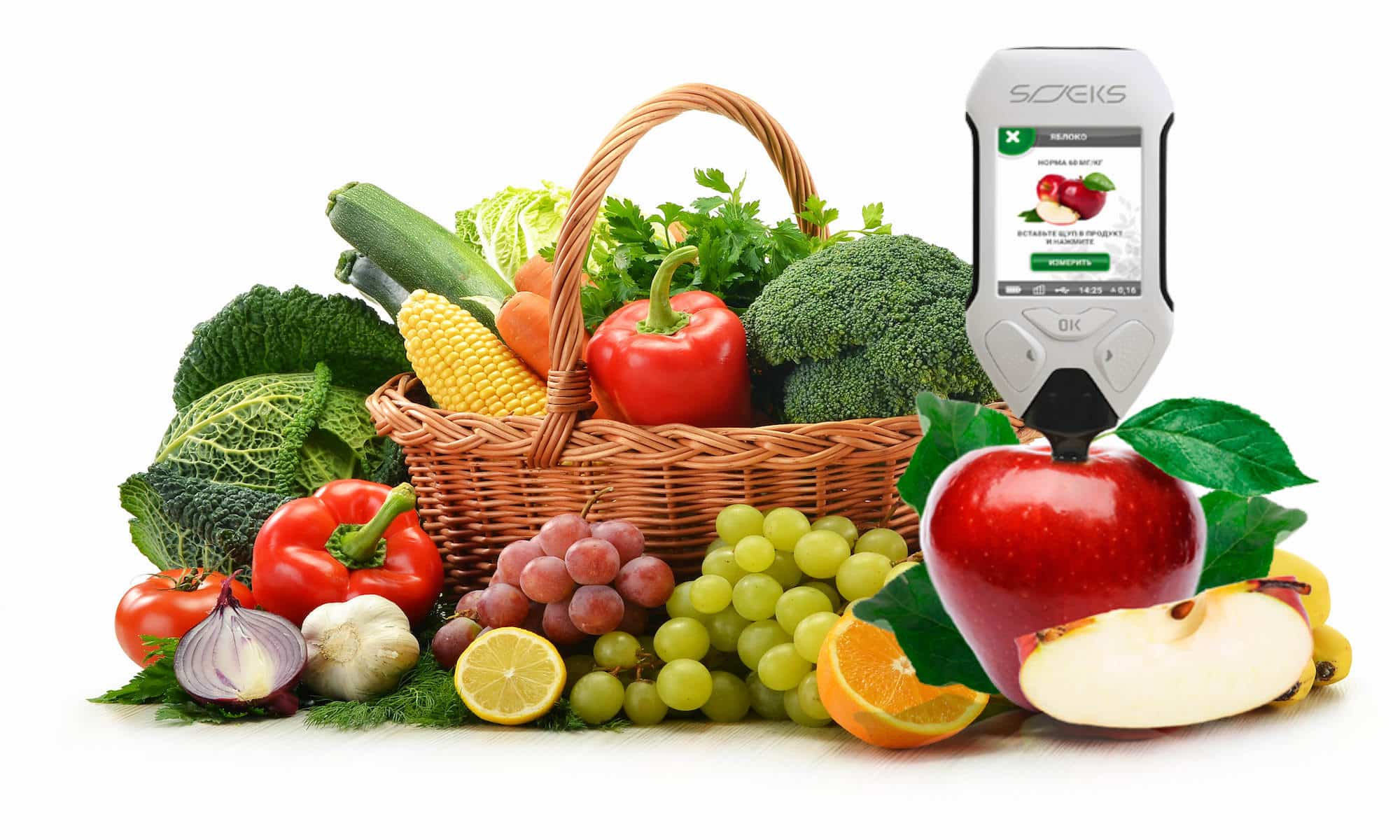 EcoVisor F4 will: Measure nitrate levels in vegetables and fruits (Nitrate Tester); Measure the level of radiation background (Dosimeter); Search for zones with increased Electromagnetic Radiation (EMF meter); Determine the quality of Water (TDS meter).