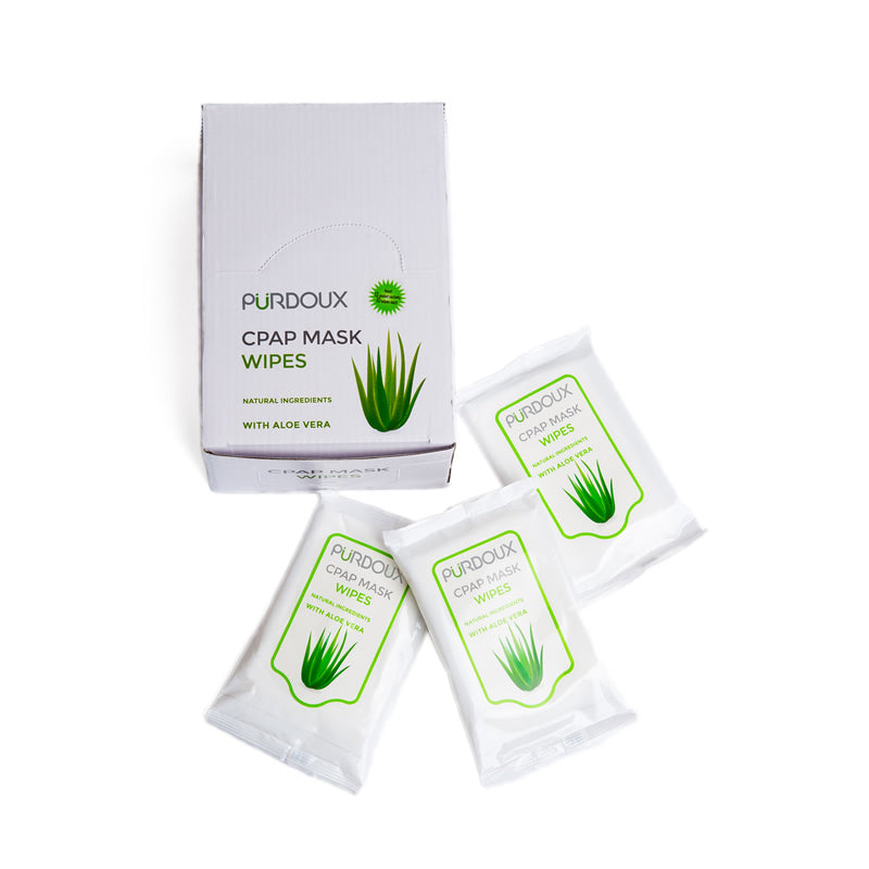 PURDOUX CPAP Aloe Vera Unscented Wipes in Travel Box